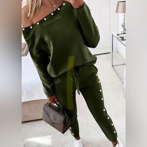 Olive Green Off-Shoulder Jumpsuit